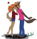  &lt;3 2017 4_toes 5_fingers aeonhowl anthro barefoot brown_hair canine cheek_tuft claws clothed clothing female fur ghoul_school grabbing hair hi_res kissing male mammal nuzzling orange_hair pants pawpads pointy_hairs red_eyes red_hair reluctant_werewolf scooby-doo_(series) shaggy shaggy_rogers shorts simple_background standing surprise toe_claws toes tuft were werewolf white_background winnie_werewolf 
