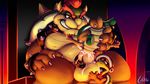  bowser cum hammer_brothers king koopa lapatte_(artist) licking male male/male mario_bros nintendo nipples open_mouth penis reptile royalty scalie sex shellfuck size_difference tongue tongue_out video_games 