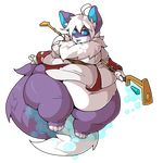  anthro canine clothed clothing facial_piercing female lip_piercing looking_at_viewer mammal morningpanda obese overweight piercing solo staff standing 