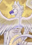  2017 anthro avian digital_media_(artwork) feathered_wings feathers fur iron_artist male simple_background sirius siriuswolfus solo white_fur wings 