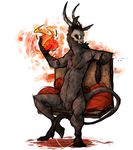  anthro donkey equine fire fur horn magic male mammal melthecannibal overweight sitting skull solo tongue tongue_out 