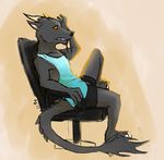  anthro aquaticas boxers_(clothing) clothed clothing digital_media_(artwork) dragon eastern_dragon horn male shirt simple_background sitting solo sweat tank_top underwear whiskers 