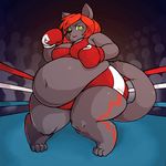  anthro boxing_gloves clothed clothing feline female looking_at_viewer mammal morningpanda obese overweight smile solo standing 
