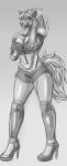 anthro canid canine canis female fluffy fluffy_tail fur grey_body grey_fur hair hi_res long_hair mammal pose sethmetparriere sketch solo tail white_hair wolf