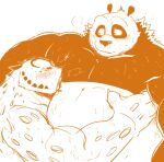 2024 absurd_res anthro armpit_hair armpit_sniffing bear belly big_belly blush body_hair dreamworks duo felid giant_panda hi_res humanoid_hands kemono kung_fu_panda male mammal master_po_ping moku_nameko overweight overweight_male pantherine simple_background sniffing snow_leopard tai_lung_(kung_fu_panda)
