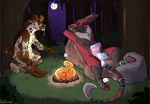  anthro campfire drooling duo hyena male mammal marshmallow melthecannibal nude outside saliva sergal sitting smile 