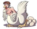 avian avian_caruncle avian_feet avian_taur beak belly big_belly bird bird_taur chicken dewlap_(anatomy) egg feathers galliform gallus_(genus) gender_transformation inflation male_to_female naughtygryph oviposition phasianid pickit pregnant tail tail_feathers taur transformation wattle winged_arms wings