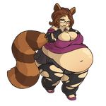  animal_humanoid canine clothed clothing collar dog dog_humanoid female humanoid looking_at_viewer mammal morningpanda obese open_mouth overweight solo standing 