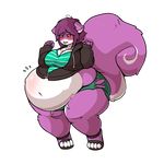  anthro belly big_belly blush female hyper hyper_belly mammal morningpanda obese open_mouth overweight pregnant rodent solo squirrel standing 