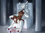  anthro balls big_dom_small_sub bovine cattle deity duo erection humanoid_penis male male/male mammal melthecannibal mustelid otter penis pentagram sitting size_difference uncut 