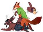  anal anal_penetration anthro ass_up balls canine clothed clothing cuntboy cuntboy/male disney duo erection fox intersex intersex/male knot male mammal melthecannibal nick_wilde pants_down partially_clothed penetration pussy sex zootopia 