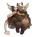  breasts clothed clothing demon female hair horn morningpanda navel navel_piercing obese overweight piercing solo wings 