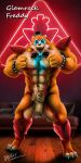 &lt;3 anthro balls bear big_muscles blush border bow_tie bracelet clothing countershading ear_piercing ear_ring eyebrows five_nights_at_freddy&#039;s five_nights_at_freddy&#039;s:_security_breach flaccid foreskin fur genitals glamrock_freddy_(fnaf) hat headgear headwear hi_res humanoid humanoid_genitalia humanoid_penis jewelry looking_at_viewer machine male mammal markings muscular muscular_anthro muscular_male navel nude open_mouth open_smile penis piercing ring_piercing scottgames shoulder_pads simple_background smile solo spiked_bracelet spikes standing steel_wool_studios talking_to_viewer teeth text tongue top_hat tuft were wereursid white_border