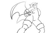  anthro bat black_and_white breasts cartoon_network clothing cosplay elbow_gloves fangs female gloves hair low-angle_view mammal monochrome mordecai&#039;s_wife narcolepsy_(artist) regular_show rouge_the_bat solo sonic_(series) wings 