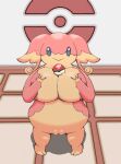 anthro audino breast_squish breasts female generation_5_pokemon hi_res nintendo pokeball pokemon pokemon_(species) solo squish xxvvxx
