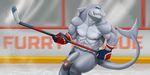  abs anthro balls biceps clothing fin fish gloves hockey hockey_stick invalid_tag male marine marsel-defender mostly_nude muscular muscular_male navel pecs penis shark sharp_teeth smile solo sport teeth 