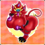 absurd_res anthro areola big_breasts big_butt big_nipples bodily_fluids breast_grab breast_squish breasts butt curvy_figure female generation_7_pokemon hand_on_breast hi_res huge_breasts huge_butt hyper hyper_breasts lalonchera22 legendary_pokemon looking_at_viewer nintendo nipples pokemon pokemon_(species) saliva solgaleo solo squish thick_thighs tongue tongue_out wide_hips