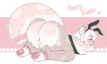 2024 anthro ass_up big_butt black_clothing blush body_blush bottomless bottomless_anthro bottomless_female bottomwear breast_squish breasts bunny_costume butt butt_blush claws clothed clothing costume digital_drawing_(artwork) digital_media_(artwork) easter easter_egg egg english_text eyebrow_through_hair eyebrows fake_ears fake_rabbit_ears feet felid feline felis female fishnet_clothing fishnet_legwear fur genitals glistening glistening_body glistening_butt glistening_clothing hair headgear heart_(marking) heart_symbol hi_res holiday_message holidays huge_butt leggings legwear leopard looking_at_viewer looking_back looking_over_shoulders lovesleopard mammal markings pantherine pantyhose partially_clothed pawpads paws pink_background pink_body pink_fur pink_nose pink_pussy presenting presenting_hindquarters presenting_pussy presenting_to_viewer pussy rear_view side_boob side_eye simple_background snow_leopard solo solo_focus spots squish striped_body striped_fur stripes suggestive_clothing suggestive_pose tail text thick_thighs topwear torn_bottomwear torn_clothing torn_fishnet_clothing torn_leggings torn_legwear torn_pantyhose translucent translucent_hair underwear valentine_(lovesleopard) white_body white_fur white_hair wide_hips widescreen