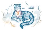  ! collar collar_tag confusion curled_up digitigrade feline female feral flora_(twokinds) fur lying mammal monochrome on_side simple_background sketch solo sound_effects striped_fur stripes surprise tiger tom_fischbach transformation twokinds white_background 