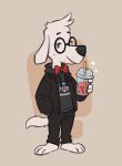 anthro beagle canid canine canis capycorn clothed clothing digital_media_(artwork) domestic_dog eyewear fur glasses hi_res hunting_dog jay_ward_productions looking_at_viewer male mammal mr._peabody mr._peabody_and_sherman scent_hound simple_background solo tail white_body white_fur