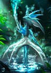 2024 alveces_(psionic_annor) anthro blue_body blue_eyes crystal day detailed_background digital_media_(artwork) forest hi_res long_ears male outside plant psionic_ahnor_(heralds_of_the_avirentes) smile solo standing telleryspyro tree