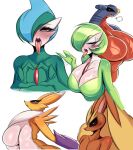 2024 ambiguous_gender anthro bandai_namco big_breasts black_sclera blue_eyes blush bodily_fluids breasts brown_body digimon digimon_(species) female fur gallade garchomp gardevoir generation_3_pokemon generation_4_pokemon gesture green_body group hi_res looking_at_viewer lopunny nintendo piercing pokemon pokemon_(species) red_eyes renamon saliva saltyxodium suggestive suggestive_gesture tongue tongue_out tongue_piercing white_body white_fur yellow_body yellow_eyes yellow_fur