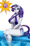 anthro big_breasts bikini blood blush bodily_fluids breasts clothing cutie_mark dragon duo empty_eyes equid equine female friendship_is_magic hasbro hi_res horn male mammal my_little_pony mythological_creature mythological_equine mythological_scalie mythology nosebleed partially_submerged pia-sama rarity_(mlp) scalie side-tie_bikini simple_background sitting spike_(mlp) string_bikini swimming_pool swimwear unicorn white_background