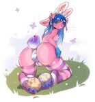 anal anthro anus breasts butt canid canine canis easter easter_bunny egg egg_from_ass feet female foot_fetish hi_res holidays janiskisa lying mammal nervous_lotus oviposition pawpads paws solo stella_(bravethunder12) wolf