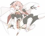  :d armor astolfo_(fate) bangs black_bow black_legwear blush boots bow braid cape eyebrows_visible_through_hair fang fate/apocrypha fate_(series) garter_straps gauntlets hair_between_eyes hair_bow heart holding holding_sword holding_weapon knee_boots long_hair looking_at_viewer male_focus mobu open_mouth otoko_no_ko pink_hair purple_eyes sheath simple_background single_braid smile solo sword thighhighs unsheathed weapon white_background white_footwear 