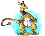  ampharos anthro belly big_belly eyes_closed grass male melthecannibal nintendo pok&eacute;mon sketch solo standing video_games 