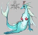 amaverse anthozoan anthro asterozoan blue_body bottomless bra bra_only breasts clothed clothing cnidarian coral dragon echinoderm elemental_creature elemental_dragon female fin hi_res horn marine mythological_creature mythological_scalie mythology natchan scales scalie sitting solo starfish starfish_(accessory) starfish_bra underwear underwear_only wai