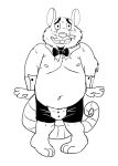 2024 3_toes anthro belly biped blush bow_tie brok_the_investigator bulge clothing feet geuremon hacker_(brok_the_investigator) hi_res humanoid_hands male mammal meme meme_clothing moobs mouse murid murine navel nervous nipples rodent simple_background slightly_chubby solo toes underwear white_background