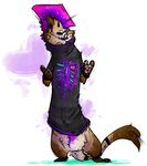  anthro bottomless clothed clothing ferret fur hair male mammal melthecannibal mustelid purple_hair sketch solo standing 