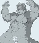  anthro canine horkeukamui male mammal muscular muscular_male simple_background solo tokyo_afterschool_summoners wolf 