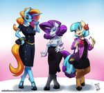  2017 anthro anthrofied blue_eyes blue_hair clothed clothing coco_pommel_(mlp) dress earth_pony equine eyelashes eyeshadow eyewear female friendship_is_magic fully_clothed group hair half-closed_eyes handbag holding_object horn horse lipstick long_hair looking_at_viewer makeup mammal multicolored_hair multicolored_tail my_little_pony open_mouth open_smile pony purple_hair rarity_(mlp) sassy_saddles_(mlp) short_hair smile standing sunglasses tongue two_tone_hair unicorn yellow_eyes zwitterkitsune 