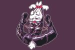 anthro areola ball_gag bdsm big_ears biped bondage boss_monster_(undertale) bound bovid bow_ribbon breasts caprine clamp clothing female gag genitals goat latex latex_clothing mammal nipples purple_background purple_eyes pussy simple_background solo spread_pussy spreading tail unknown_artist