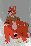 anthro ball_tuft balls bodily_fluids breasts eye_patch eyewear five_nights_at_freddy&#039;s foxy_(fnaf) fur genital_fluids genitals gynomorph hi_res humanoid intersex multicolored_body multicolored_fur nipples nude peeing penis scottgames solo supereft_(artist) sweat tuft urine urine_on_ground watersports