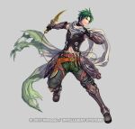  1boy black_gloves black_vest brown_footwear clenched_teeth commentary_request dagger fire_emblem fire_emblem:_radiant_dawn fire_emblem_heroes full_body gloves green_hair green_pants holding holding_dagger holding_knife holding_weapon izuka_daisuke knife looking_at_viewer official_art pants scarf solo sothe_(fire_emblem) sothe_(resplendent)_(fire_emblem) teeth vest weapon white_scarf 