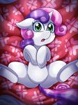  2017 blush cub equine featureless_crotch female feral friendship_is_magic hair horn lying mammal multicolored_hair my_little_pony on_back open_mouth solo spread_legs spreading sweetie_belle_(mlp) two_tone_hair unicorn vavacung young 
