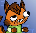  anthro brown_fur brown_hair clothed clothing fur gnomop hair homestuck japanese_text male mammal meme ms_paint_adventures open_mouth orange_fur simple_background smile solo text unknown_species 