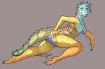 bikini butt clothing female green_iguana hand_under_clothing iguana iguanid lavasi lizard long_tail looking_at_viewer presenting presenting_hindquarters reptile scales scalie solo sunbathing swimwear tail tongue tongue_out underwear