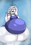  anthro belly big_(disambiguation) caprine female fur goat horn long_ears mammal nyxenavenger obese overweight simple_background ssbbw thick_thighs toriel undertale video_games voluptuous white_fur wide_hips 