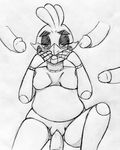  2016 animatronic anthro avian bird black_and_white blush breasts chica_(fnaf) chicken disembodied_penis featureless_breasts female five_nights_at_freddy&#039;s group humanoid_penis inkyfrog machine male male/female monochrome penetration penis pussy robot sex simple_background traditional_media_(artwork) vaginal vaginal_penetration video_games white_background 