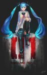  ajisa alternate_color alternate_costume blue_eyes blue_hair boots full_body hatsune_miku headphones highres long_hair solo twintails very_long_hair vocaloid 