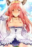  bad_id bad_pixiv_id blush breasts erune gloves granblue_fantasy henriette_(shingeki_no_bahamut) large_breasts long_hair looking_at_viewer pink_hair raimu_(yuzu-raimu) red_eyes shingeki_no_bahamut solo tiara 