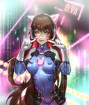  animal_ears bodysuit d.va headphones overwatch sangrde tattoo 