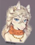 anthro blue_eyes ear_piercing equid equine female horse jewelry mammal piercing portrait scarf welive