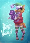  2017 anthro atryl ball beach_ball_(character) candy candy_cane christmas clothing equine fan_character female food gift hat holidays horse legwear mammal my_little_pony pony santa_hat socks solo sweater 