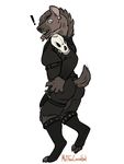  ! anthro clothed clothing female hyena looking_at_viewer mammal melthecannibal skull solo standing 