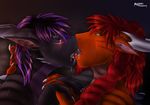  anthro dragon female hand_holding horn kissing kulbara kuro-the-panther male piercing syrreth tongue 